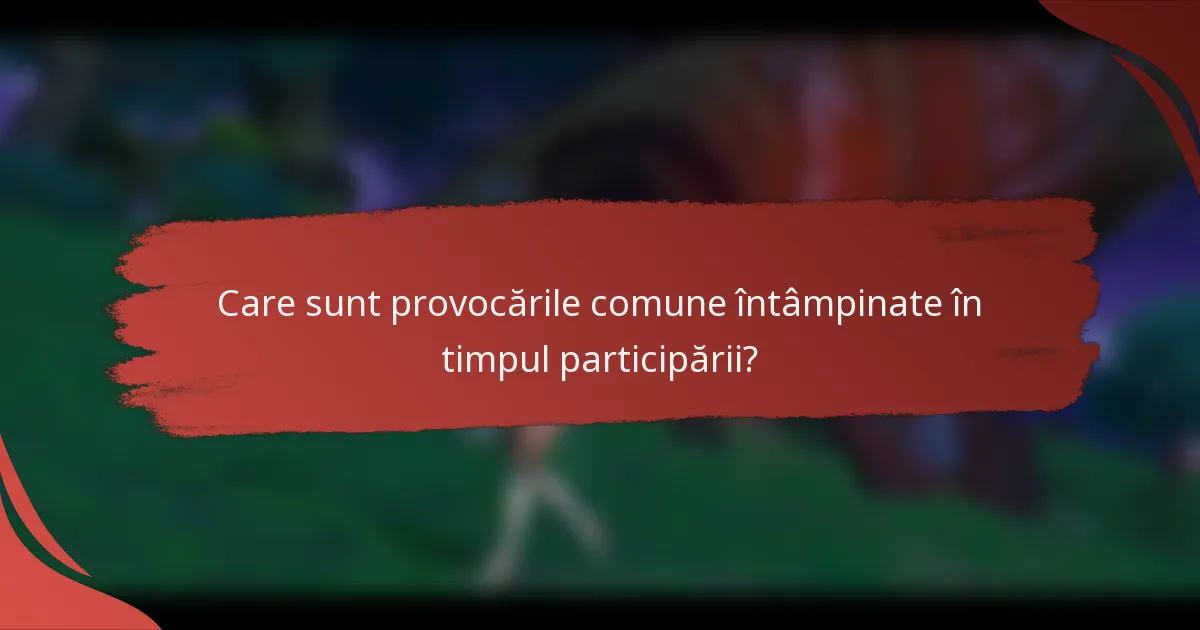 Care sunt provocările comune întâmpinate în timpul participării?