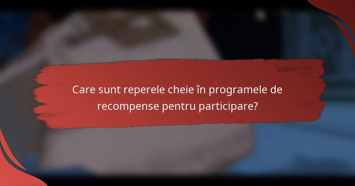 Care sunt reperele cheie în programele de recompense pentru participare?