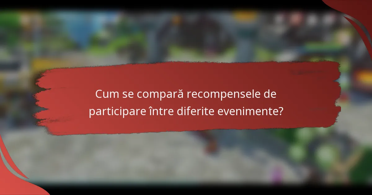 Cum se compară recompensele de participare între diferite evenimente?