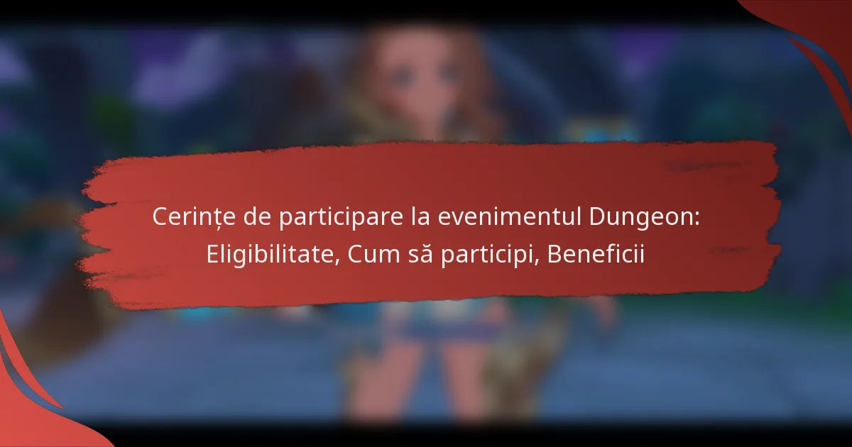 Cerințe de participare la evenimentul Dungeon: Eligibilitate, Cum să participi, Beneficii